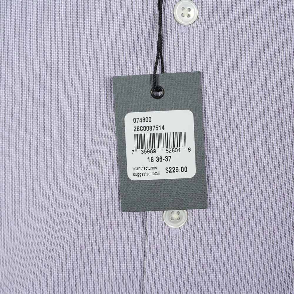 John Varvatos Slim Fit French Cuff Dress Shirt Mens 18 36/37 Lavender Stripe NWT - Picture 5 of 9